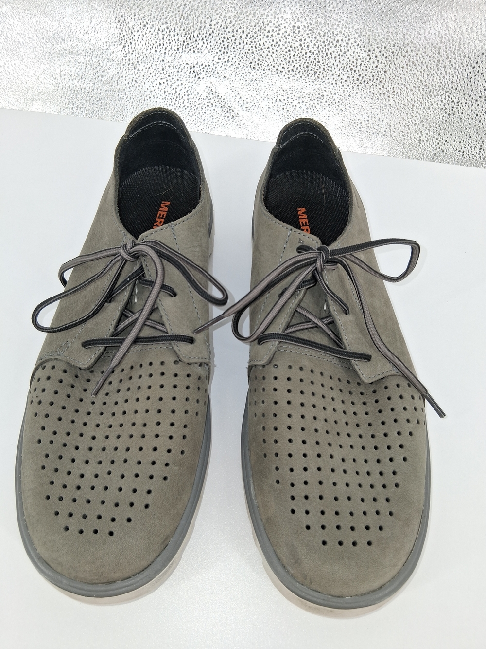 Merrell Downtown Lace Shoes Mens Size 8,5 Gray Nubuck Leather Casual Sneakers